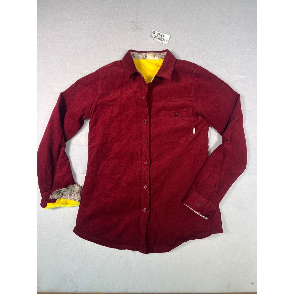 Roxy Corduroy Faux Fur Lined Shirt Womens Large Burgundy Excellent